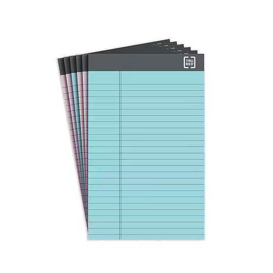 TRU RED™ Notepad, 5" x 8", Narrow Ruled, Pastels, 50 Sheets/Pad, 6 Pads/Pack (TR59898/TR57356)