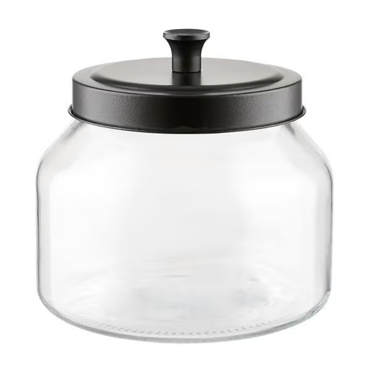 1.6 qt. Glass Canister Black Matte Lid