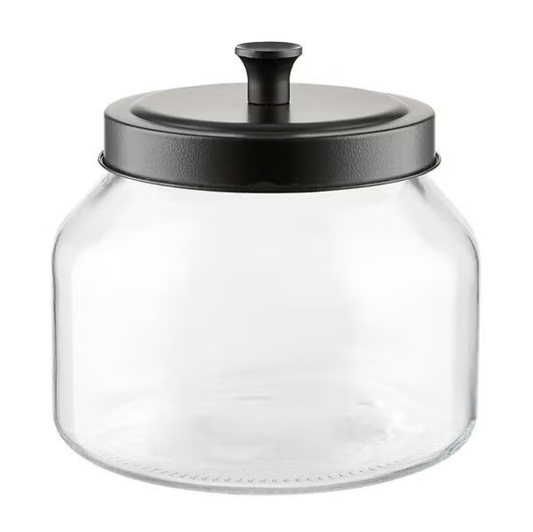 1.6 qt. Glass Canister Black Matte Lid