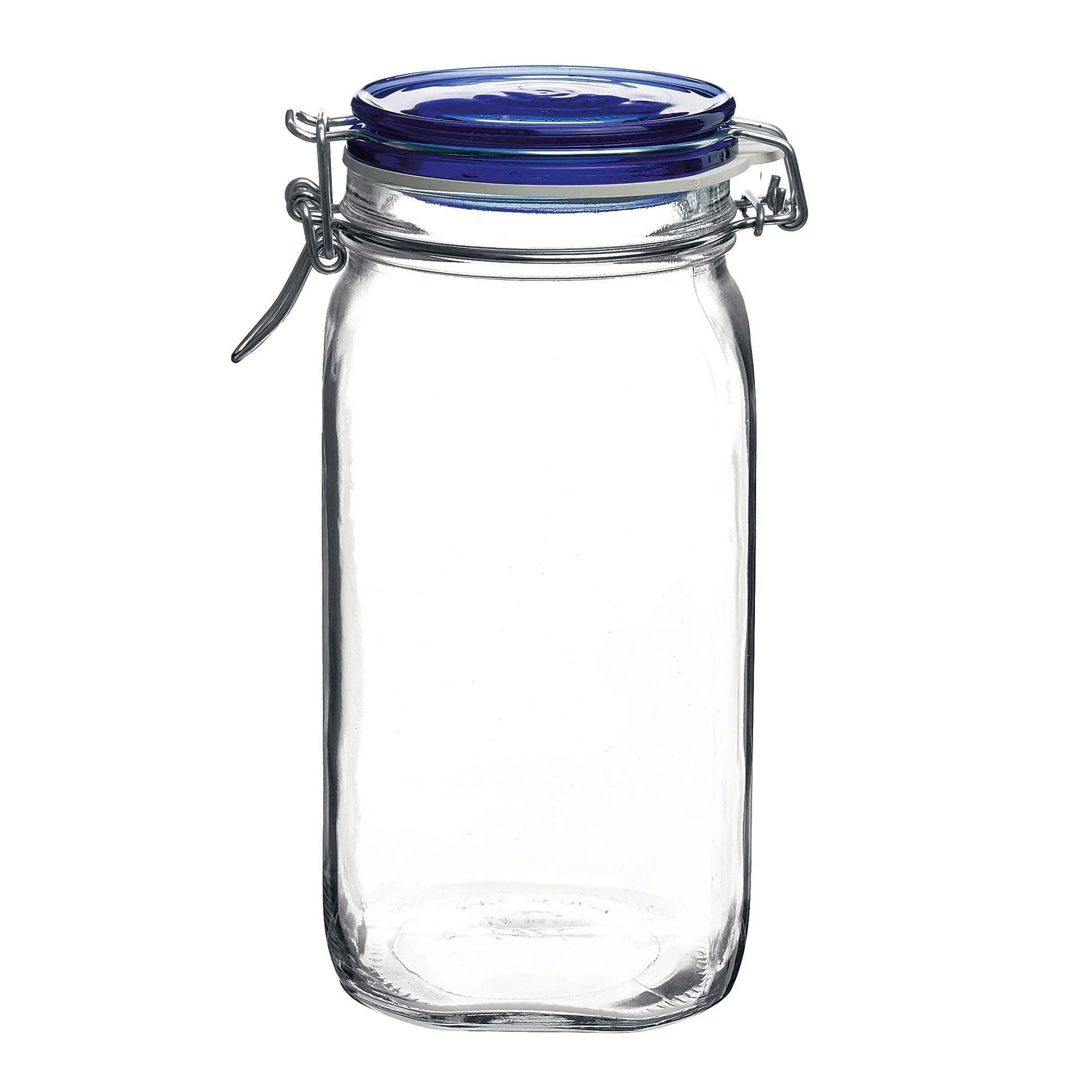 Bormioli Rocco Fido Glass Storage Jar with Blue Lid, 50.75 oz