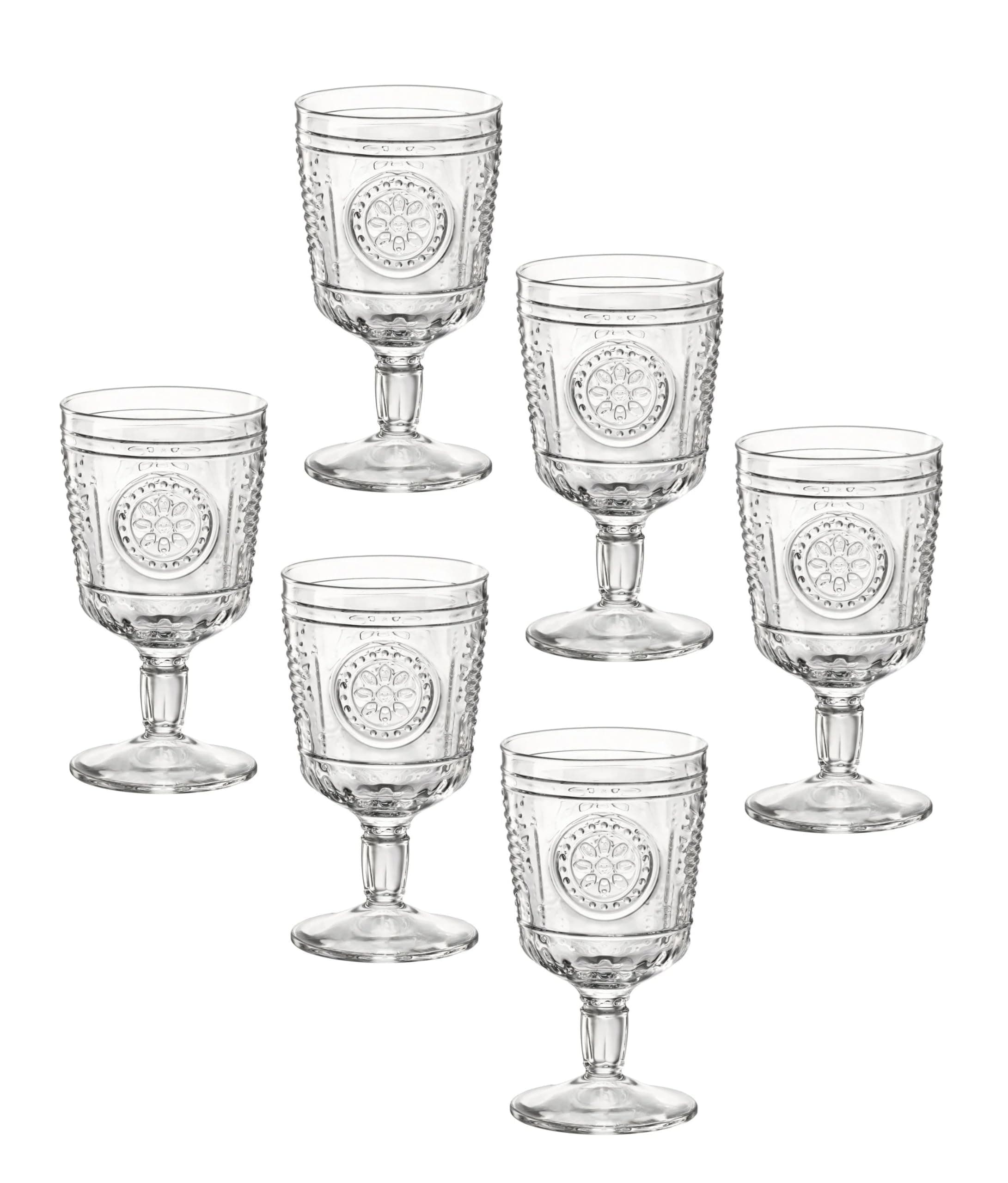 Bormioli Rocco Romantic Stemware Glasses, 10.75 Oz, Set of 6