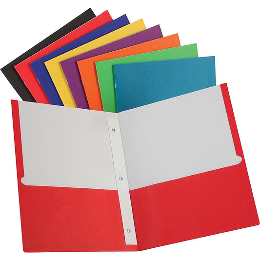 Staples Two Pocket Presentation Folder with Fasteners, Assorted Colors (13018-CC)